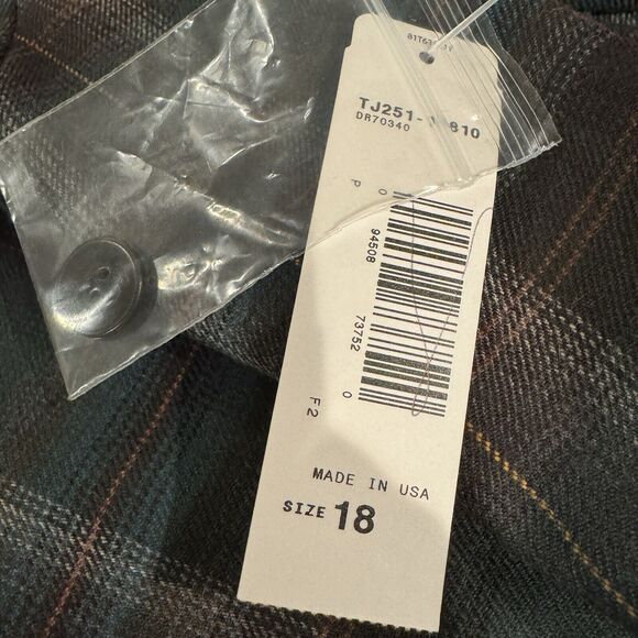 NWT Vtg Pendleton 100% Virgin Wool Plaid Shift Pockets Dress Size 18 Green Black - Picture 8 of 10